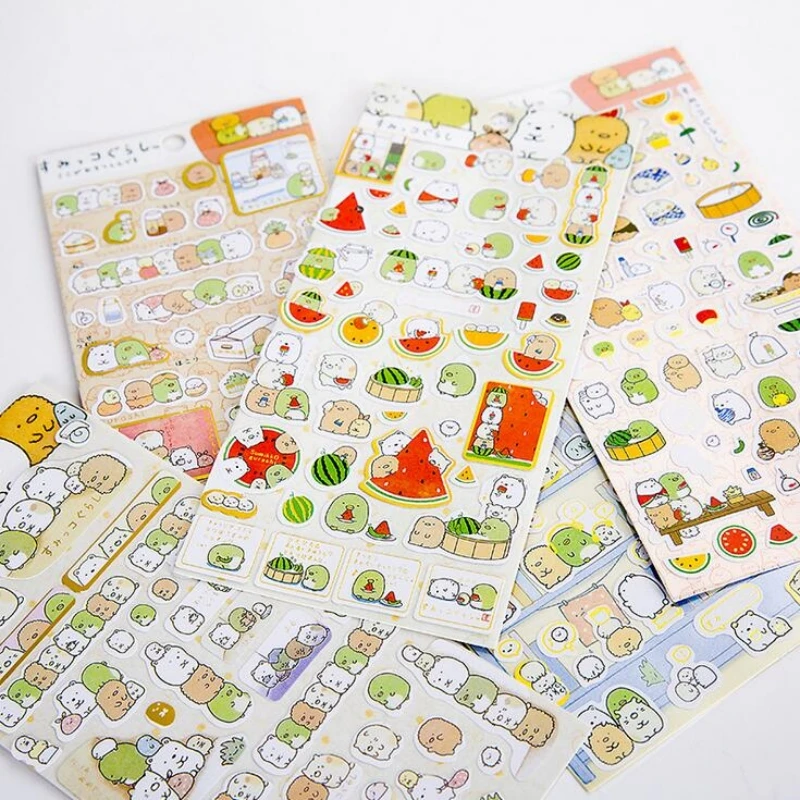 Kawaii anguria Sumikko Gurashi Anime giapponese doratura adesivi Scrapbooking fai da te carino diario cancelleria Sticker