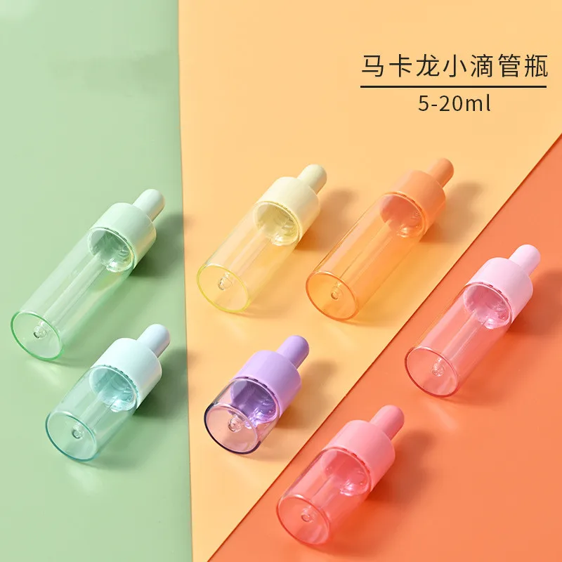 221pcs Mini Clear Eye Dropper Bottle 5ml 10ml 15ml 20ml Essence Original Solution Travel Sub Bottle With Macaron Dropper Cap