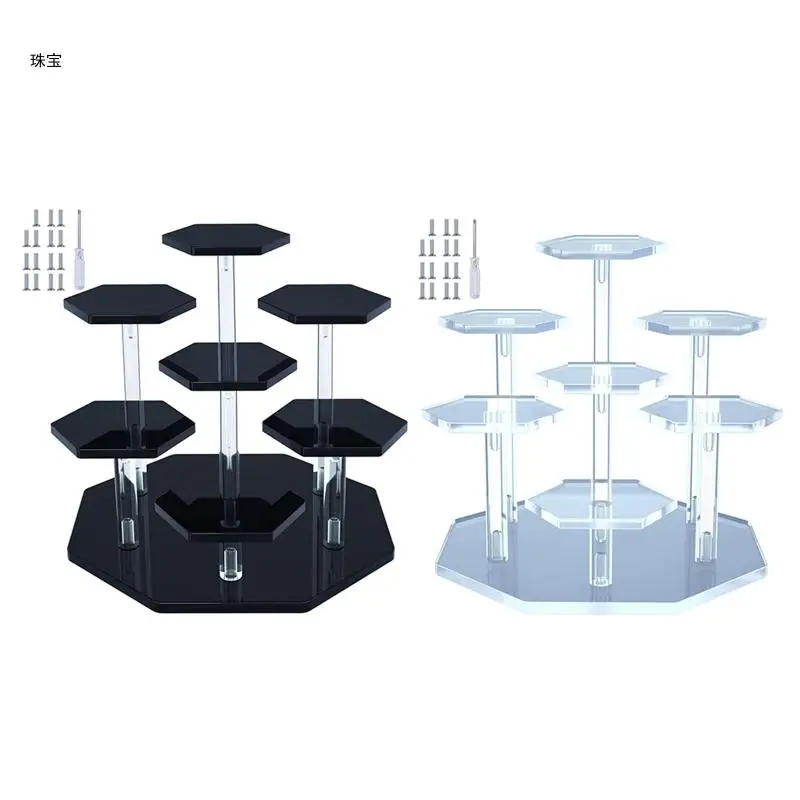 X5QE Cupcake Stand Removable Jewelry Display Risers Set Display Shelves Acrylic Display Stand for Mini Figurines Jewelry