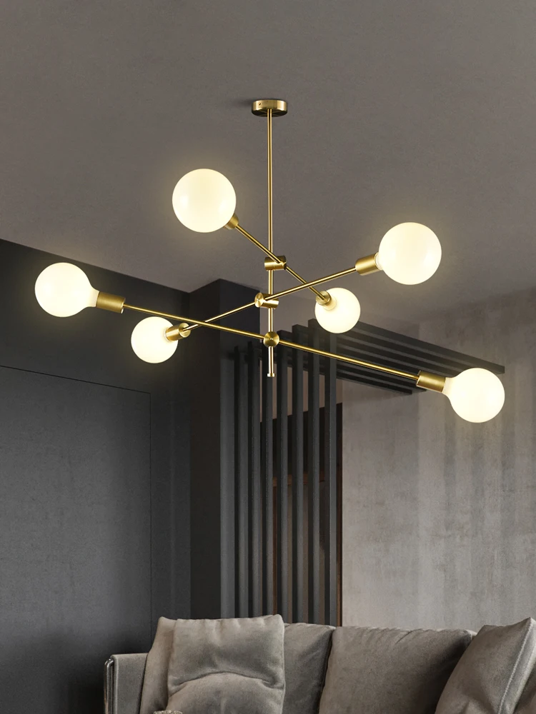 Simple Personality Restaurant Magic Beans All Copper Living Room Web Celebrity Bedroom Light Creative Minimalist Geometric Line