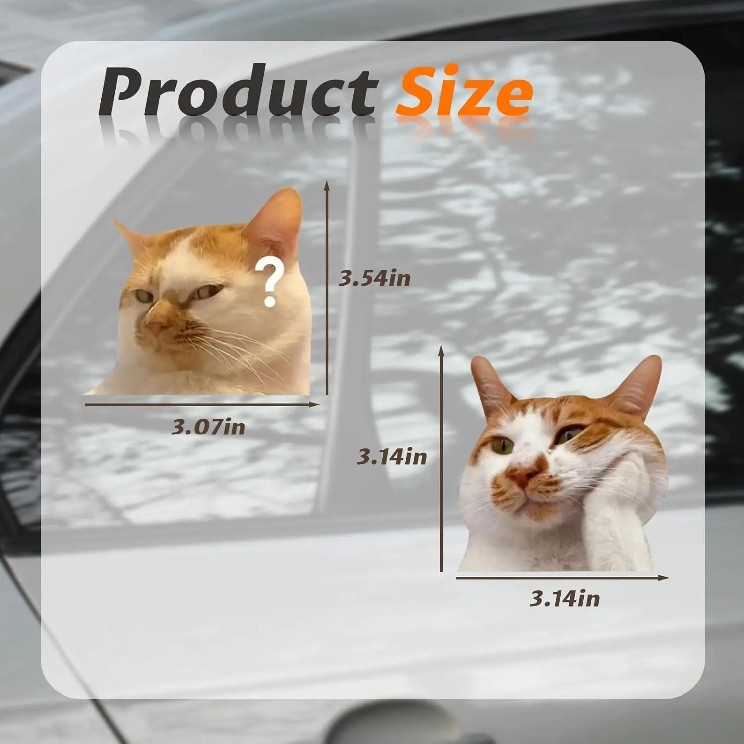 قطعتان من شارات Car Cat Meme، ملصق ممتص للصدمات من الفينيل المضحك لأبواب ونوافذ السيارة والشاحنات، ديكور سيارات لطيف للسيارات #2