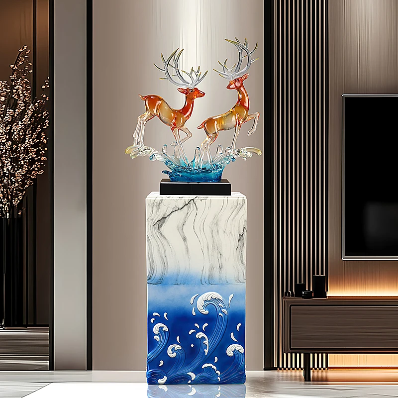 Home Decor,Couple Deer Sculpture Decoration,Hotel Living Room Entrance,Foyer Fulu Statue Art Decorations Gift