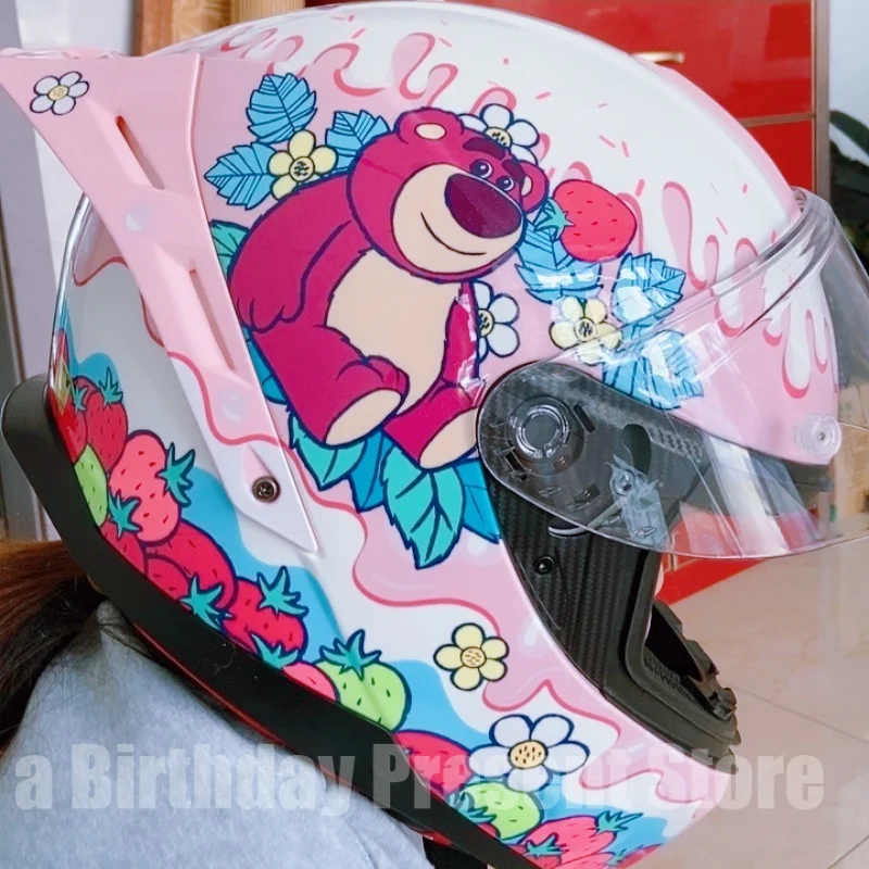 Sanrio Genuine Hello Kitty Motorcycle Helmet Full Face Racing Helmets Offroad Motorcycle Helmet Motorbike Kawaii Xmas Girl Gift