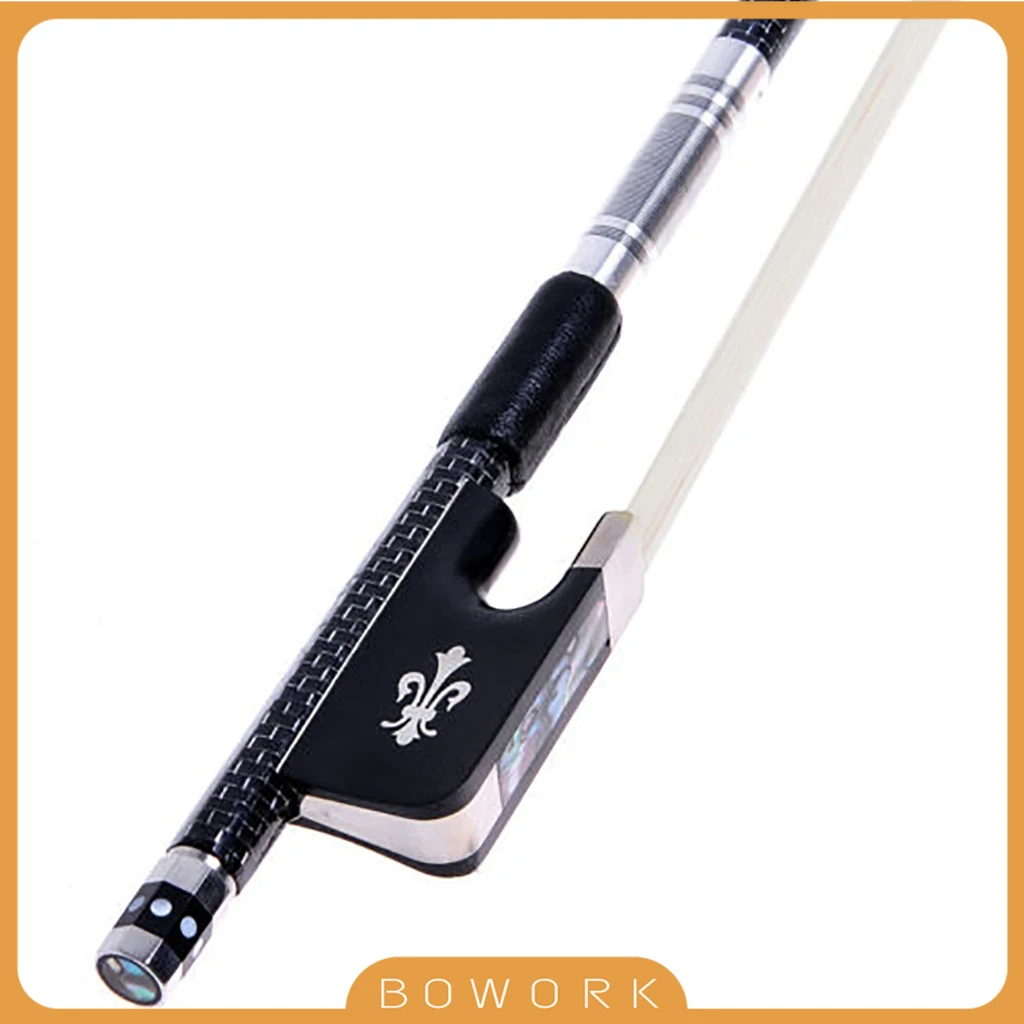 

Professional Advanced Cello Bow 4/4 Full Size Carbon Fiber Horse Hair Cello Parts Concert Level Cello Bow W/Silver Braided Stick