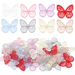 20Pcs/Lot 3.5*4.5cm Embroidery Fabric Butterfly Flowers Artificial Net Yarn Flower For DIY Craft Clothing Supplies Wedding Decor