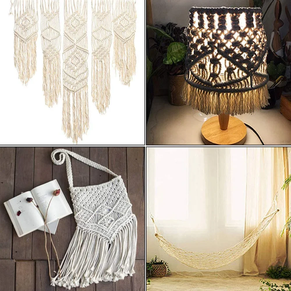 Macrame Cotton Cord Natural Rope Twisted DIY Wall Hanging Plant Hangers Craft Knitting Craft String