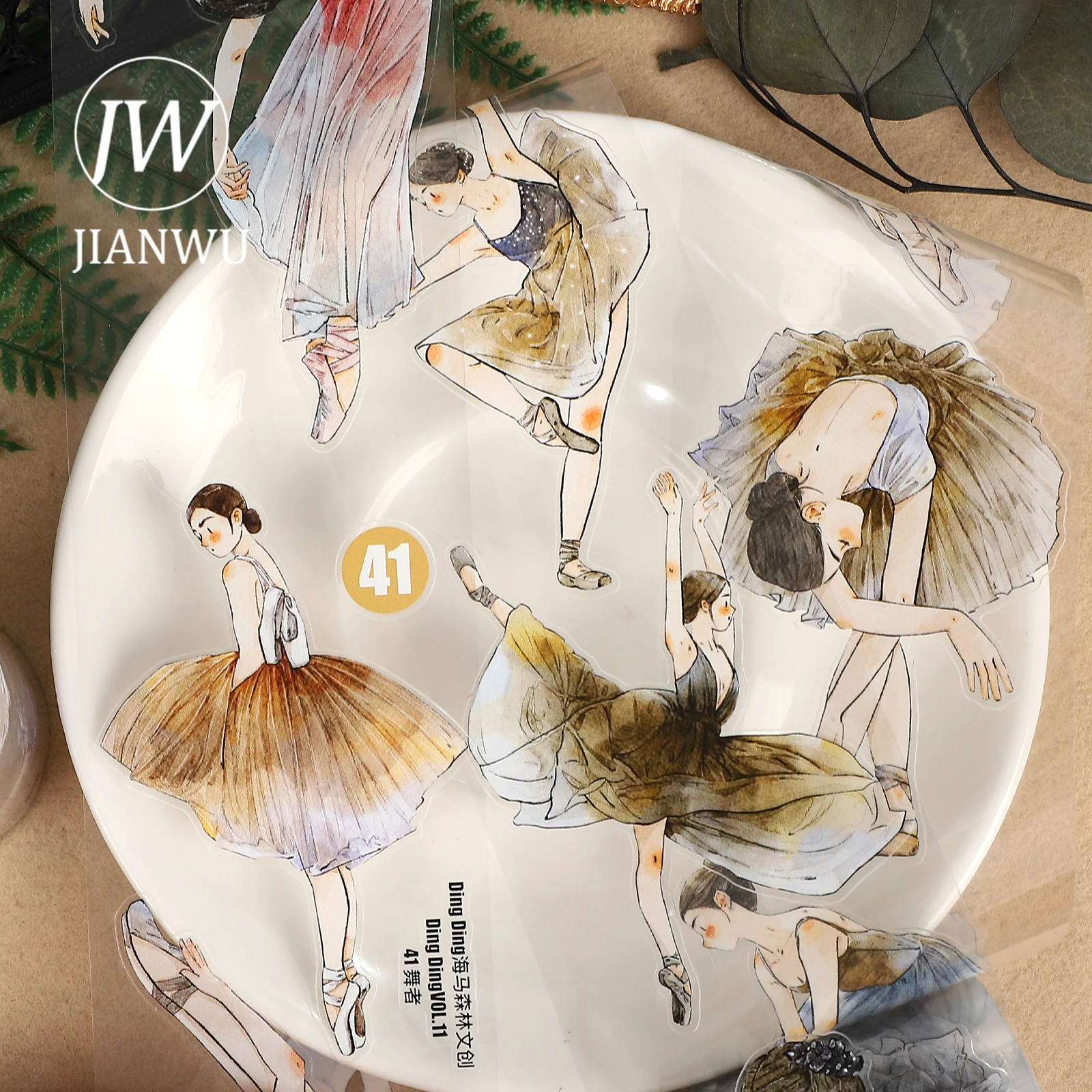 JIANWU 65mm * 10m Vintage chica personaje bailarina paisaje Material Collage álbum de recortes PET cinta creativa DIY diario papelería