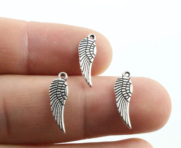 17x5mm 50pcs Antique Silver Plated Wing Handmade Charms Pendant:DIY for bracelet necklace-P2-33