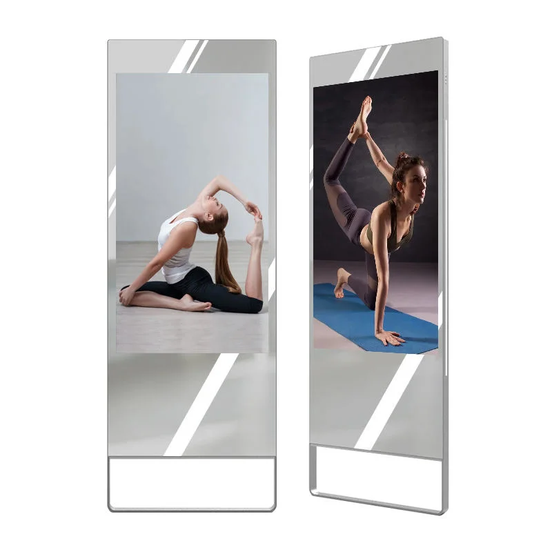 43-Inch Magic Mirror Beauty Makeup Screen Advertising Showcase with Body Motion Sensor for Yoga Fitness/Bathroom