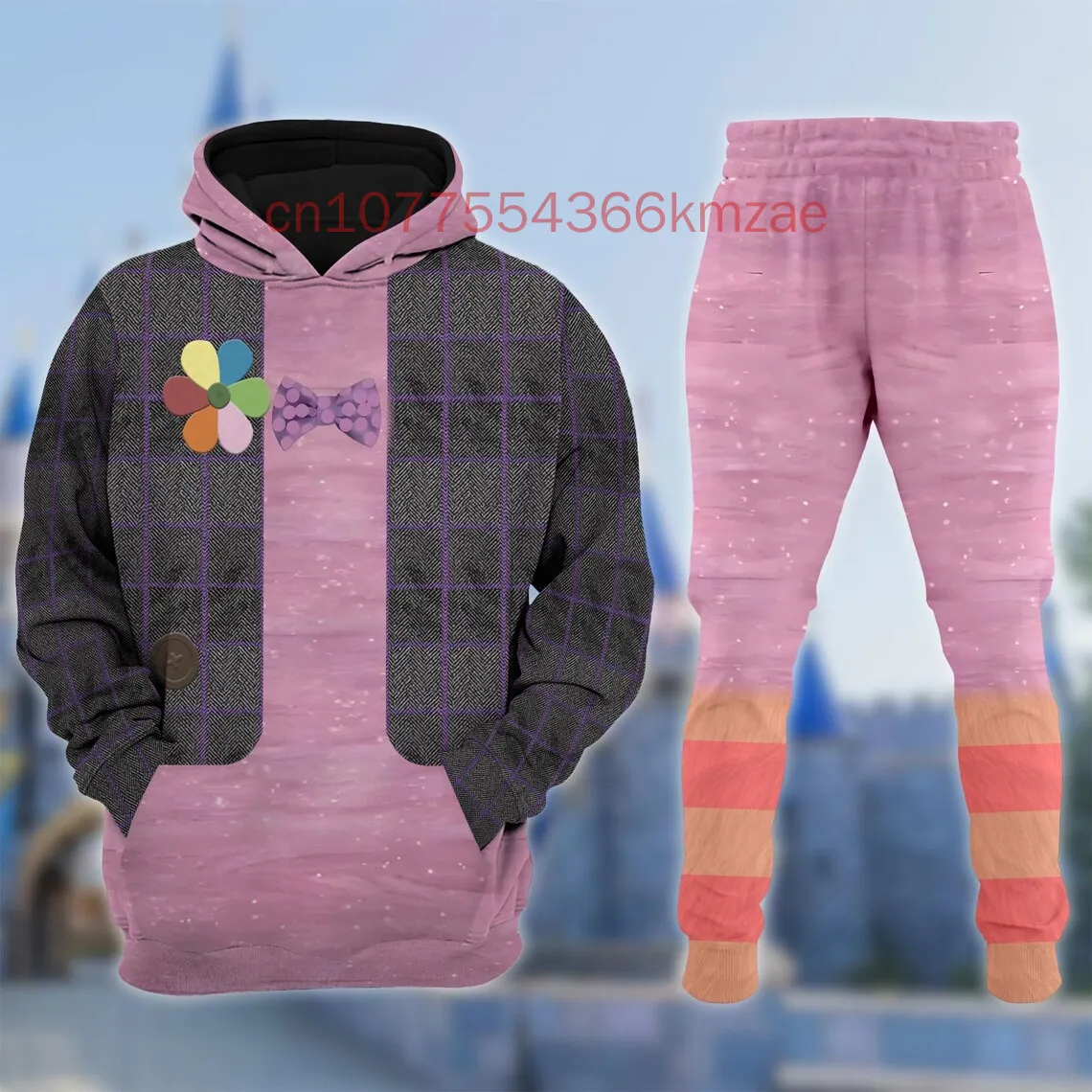 Disney envy dentro para fora conjunto de moletom com capuz masculino e feminino impressão primavera e verão esporte moda rua moletom roupas esportivas