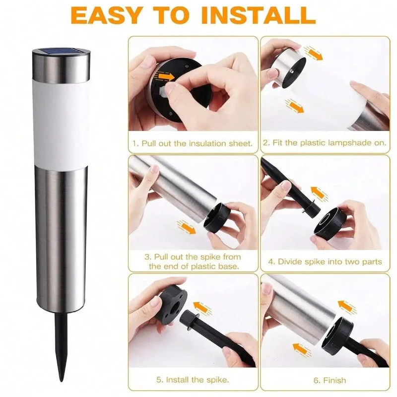 أضواء الأسطوانة الخارجية التي تعمل بالطاقة الشمسية - أعمدة LED من الفولاذ المقاوم للصدأ للممرات #5