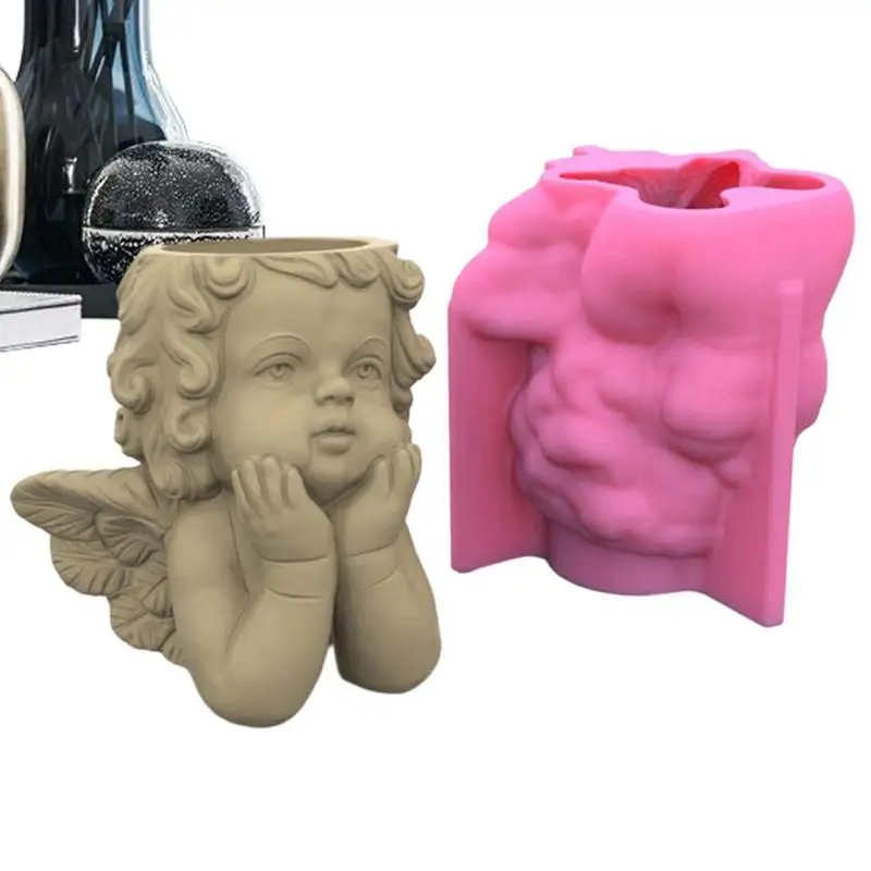 Silicone Planter Mold Flower Pot Angel Molds For Concrete Open Design Easy To Demould DIY Molds Soft For Flowerpot Epoxy