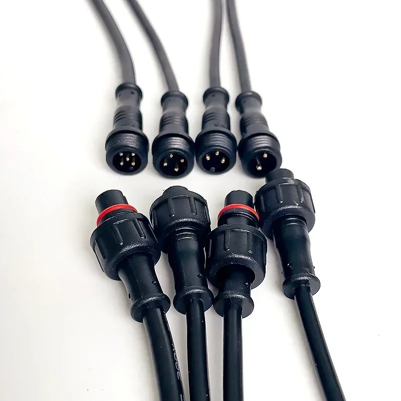​​Multi-Pin M12 Waterproof Kit (2/3/4/5 Pin) - 20cm IP65 Cable Plug & Jack for Flexible LED Light Connections​