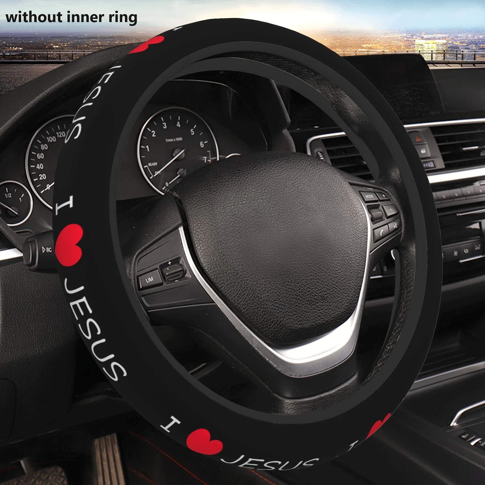 Jesus Themed Non-Slip Neoprene Steering Wheel Cover Fit for Cars Trucks SUVs Cute Steering Wheel Cover