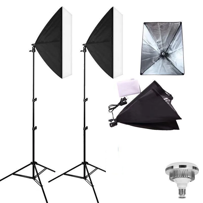 50x70CM Professional Photo Studio Kits Softbox Photography Lighting With Adjustable Light Holder For Portraits/Advertising Shoot