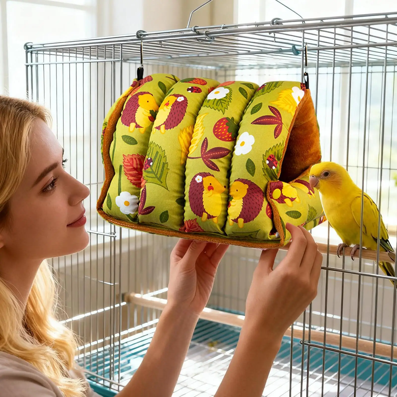سرير الطيور الدافئة للطي مريحة منزل كوكاتيل السرير المأوى أرجوحة الببغاء لطيور الحب الكناري فينش كونور الهامستر داخلي