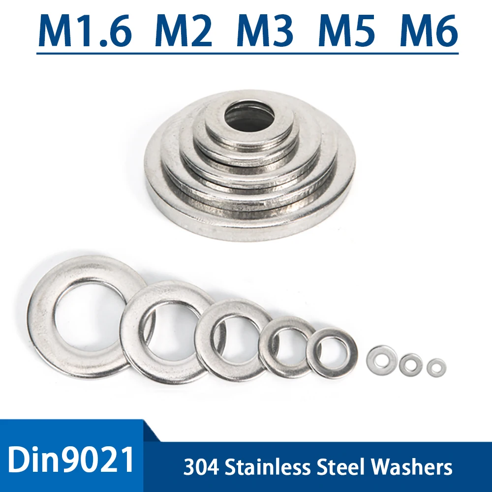

M1.6 M2 M3 M5 M6 304 Stainless Steel Flat Washer Metal Screw Gasket Meson Sealing Plain Washers Spacer Din9021