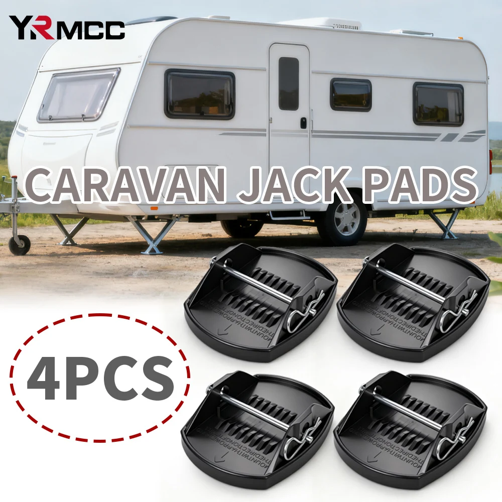 

4PC Caravan Camping Car Accessories Leveller Wheel Foot Leg Support Adapter Tool Generic RV Trailer Jack Pads Easy Installation