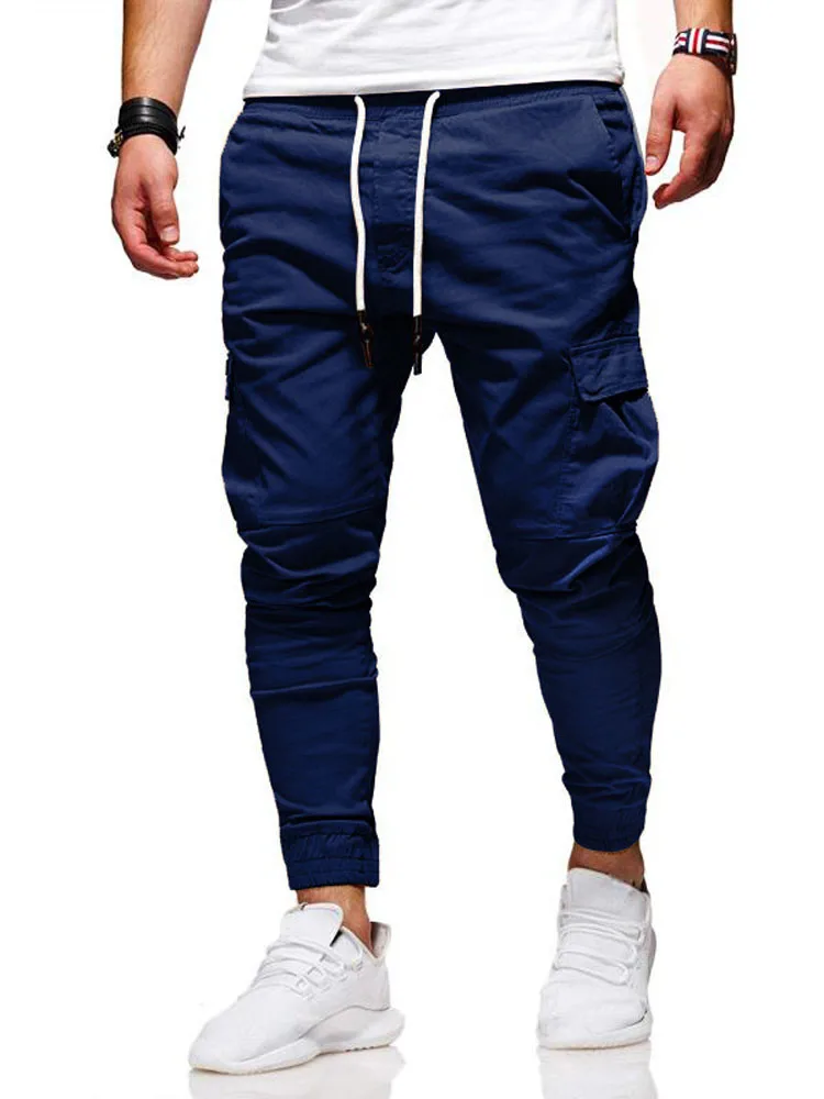 กางเกงผู้ชาย 8 สีตัวเลือก Harem กางเกงดินสอฤดูใบไม้ร่วงฤดูใบไม้ผลิชาย Lace Up Drawstring กระเป๋ากางเกง BSD-8815