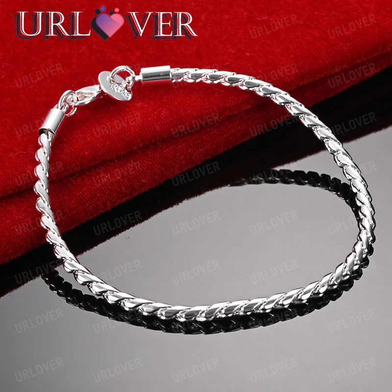 

4mm Twisted Rope Chain 925 Sterling Silver Bracelets For Women Party Popular Accessories Birthday Gift Fashion Wedding Jewelry