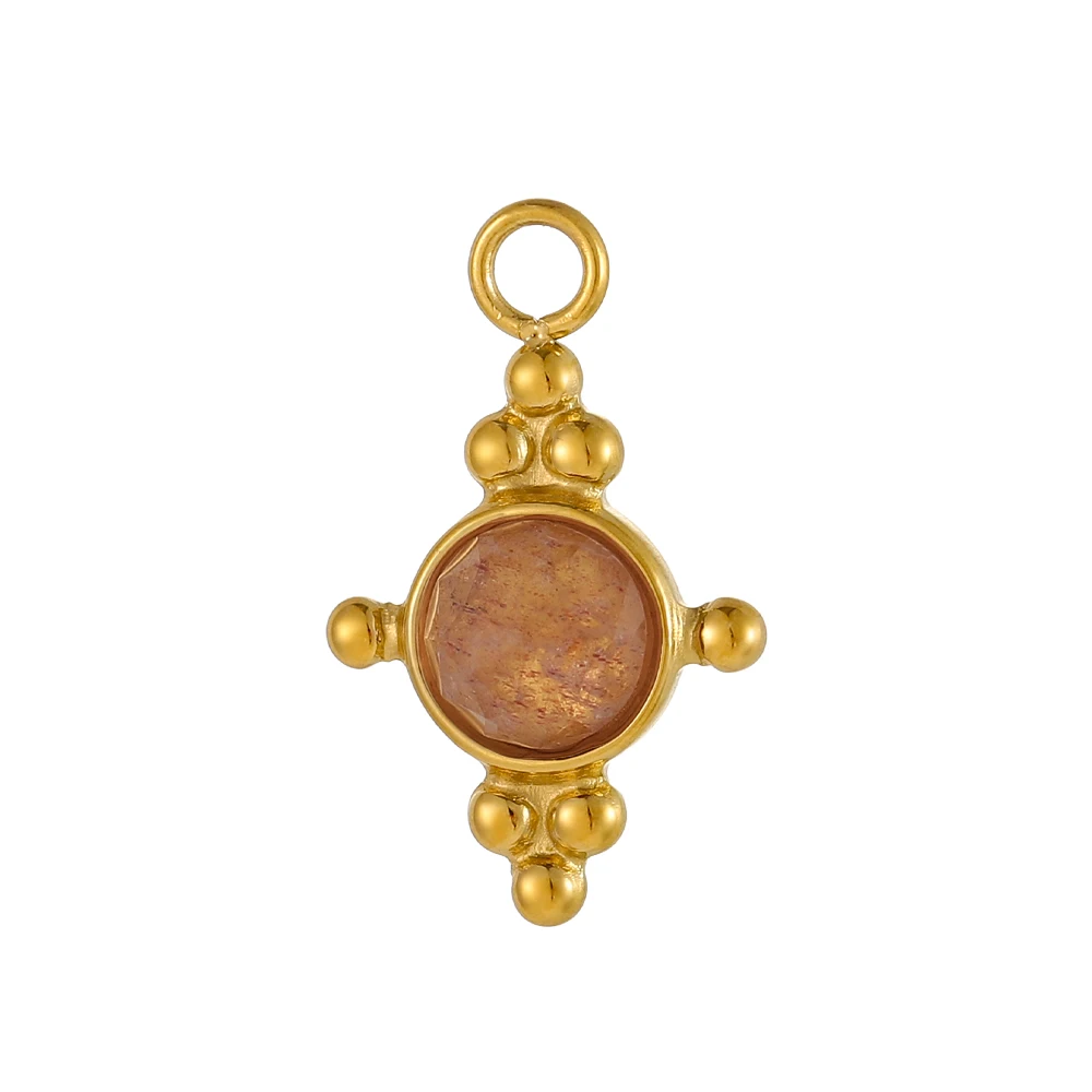 Gold Plated Stainless Steel Natural Stone Charms Set Colorful Pendant DIY Jewelry Earring Bracelet Craft Accessories