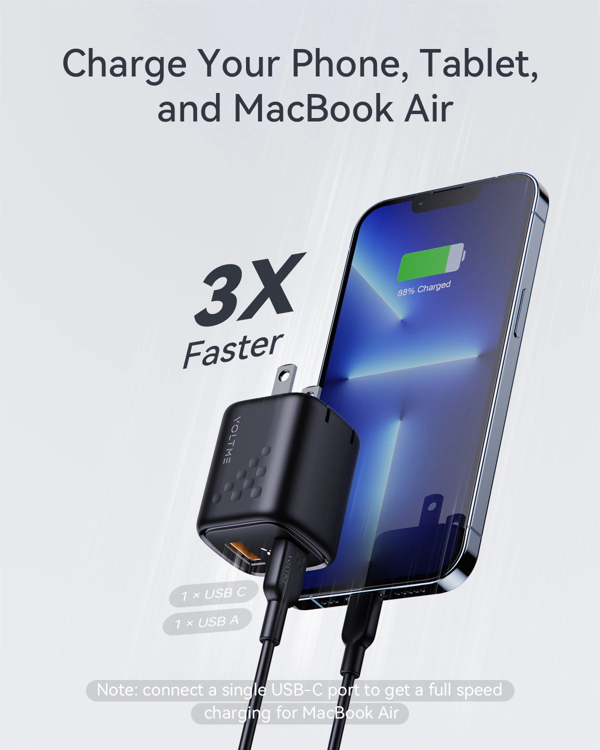 VOLTME 30W USB C GaNIII Charger Carregador Fast Charger Support PPS Quick Charge 3.0 For iPhone 11 Charger 12 13 Pro Max Tablets