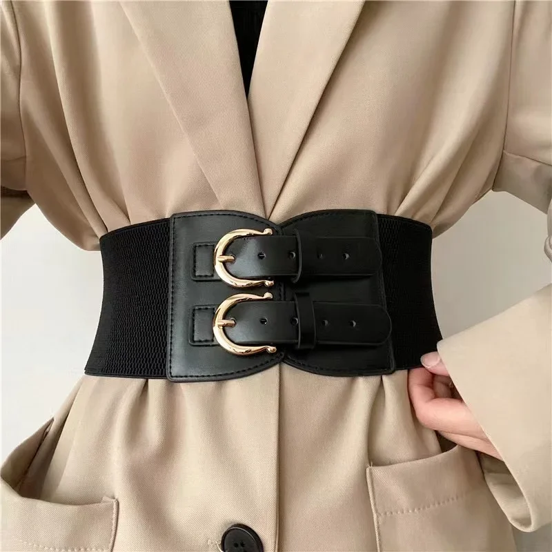 

2024 New High Sense Retro Pin Buckle Waist Seal Elastic Elastic Wide Belt Ladies Fashion Accessories