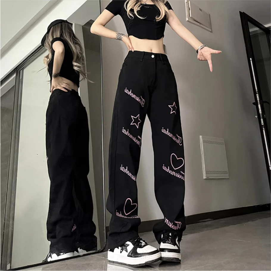 Neue frühling herbst plus größe baumwolle marke weibliche frauen mädchen streetwear gerade jeans