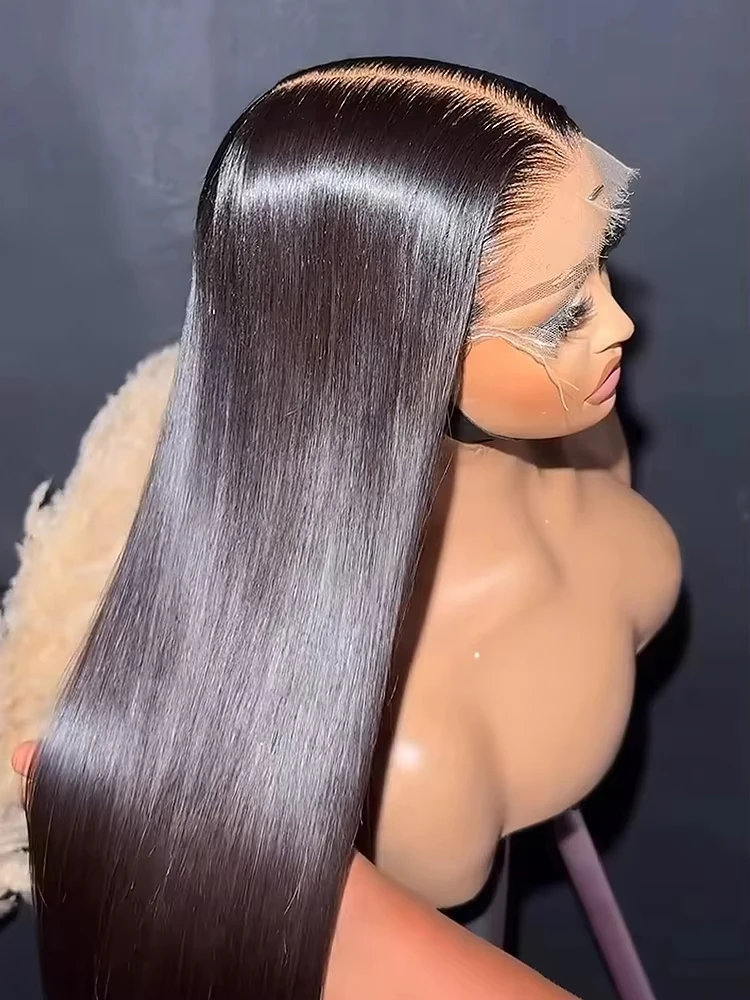 

Premium 40 Inch Extra Long 250% Density Natural Black 13x4 HD Lace Frontal Bone Straight Silky Soft 13x6 Remy Human Hair Wigs Pre Plucked Hairline Invisible Bleached Knots Wear and Go 5x5 Glueless Closure Thick Full Ends