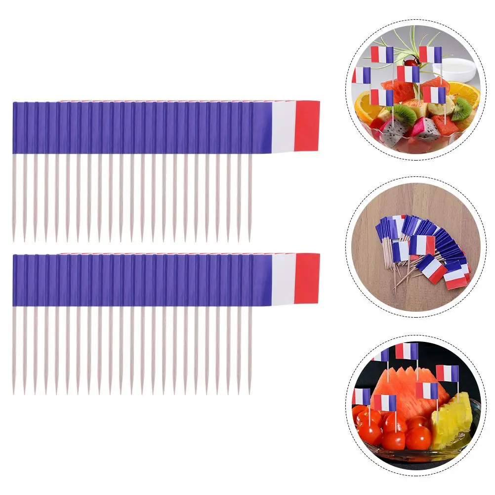 200 Stück Französische Flaggen-Stecker in Leuchtenden Farben Kuchendekoration Frankreich-Flagge Cupcake-Stecker Mini-Zahnstocher Länderflaggen – Detail 4