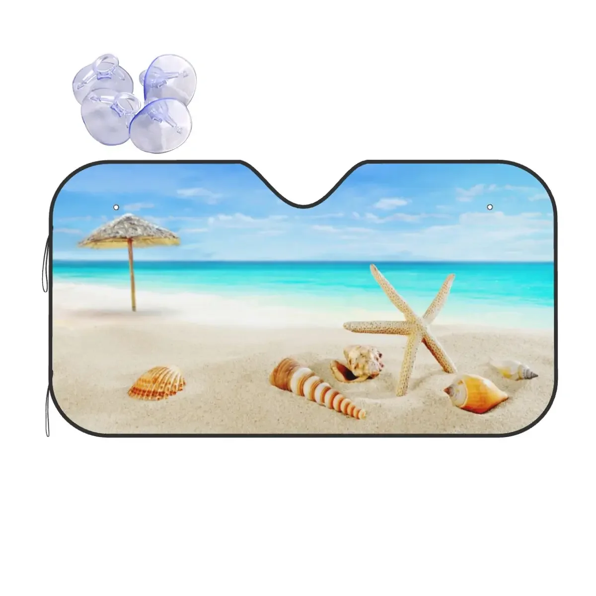 Beach Sea Starfish Windshield Sunshade Summer Scenery Cover Front Block Window Car Window Windscreen Cover Solar Protect