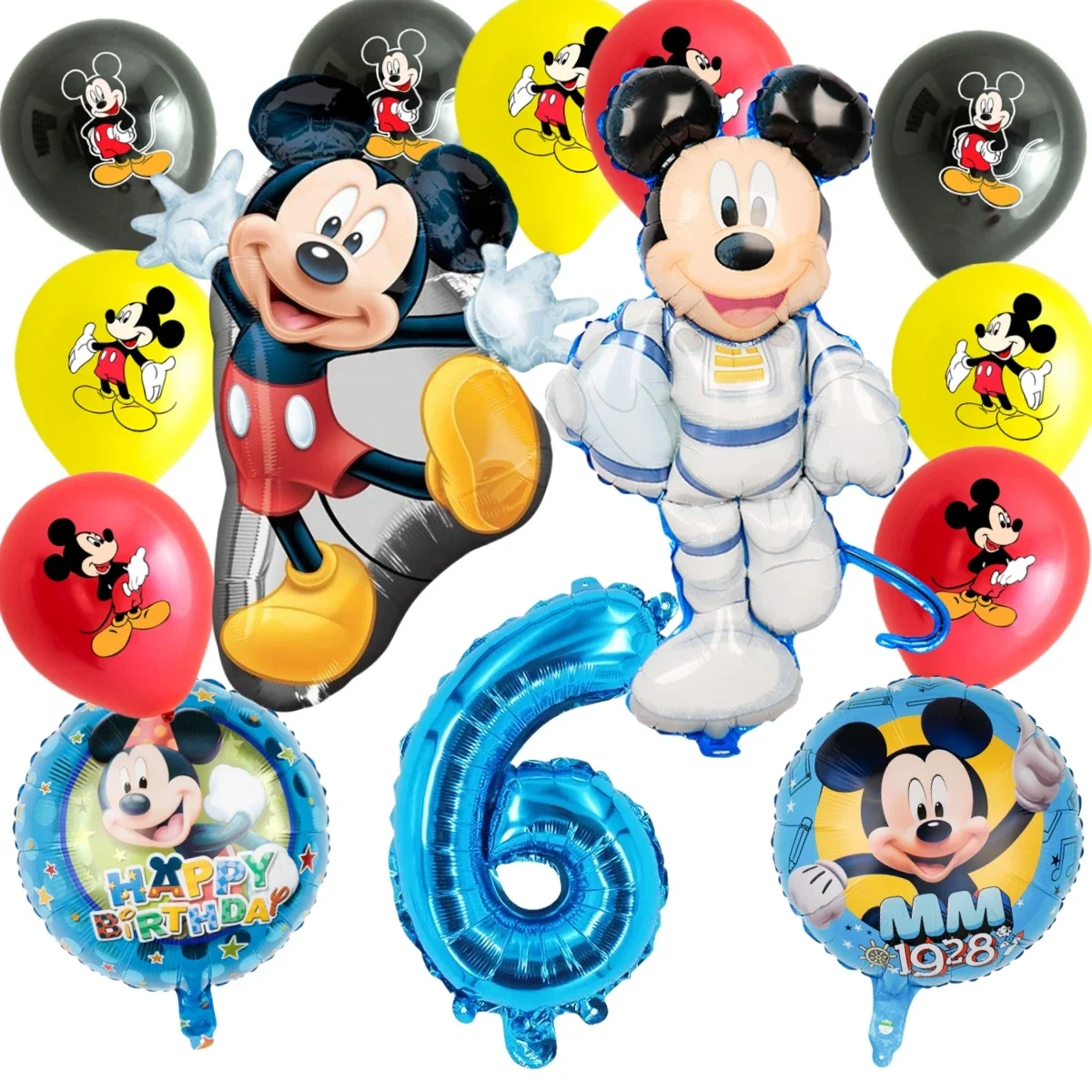 Blue Mickey Mouse Disney Children's Birthday Party Balloon Paper Cup Dining Plate Table Cloth Baby Shower Decoration Disposable