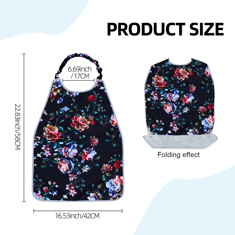 1-Pack Senior Dining Bib — Foldable Catch Pocket, Pinch-and-Slide Adjustable — Protects Clothing — Suitable for Adults