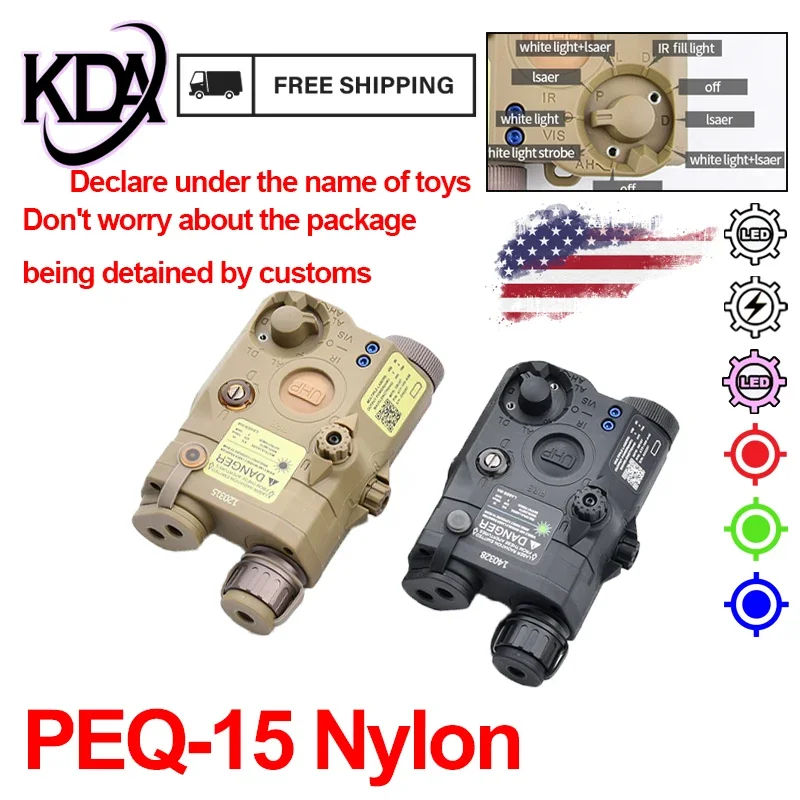 

PEQ-15 wadsn Nylon Version LA5C Red Dot Green Blue Aiming Indicator LED White Scout Light Airsoft M300 M600 Flashlight