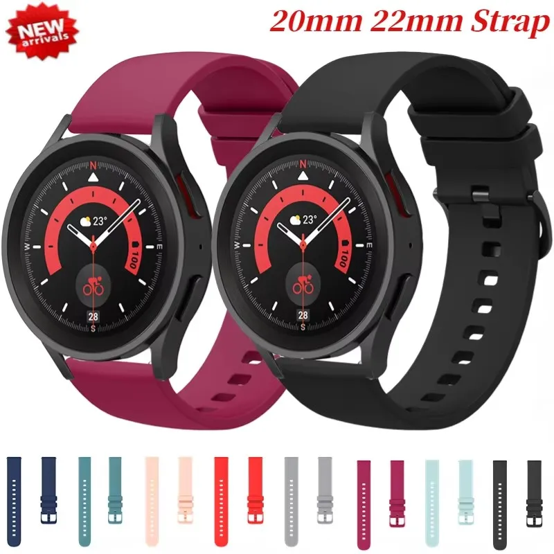 

Watch strap 22mm 20mm Silicone strap For Samsung Galaxy Watch 6/5/4/3 Amazfit GTR/GTS Soft Bracelet Huawei Watch 4/3/GT4 GT3