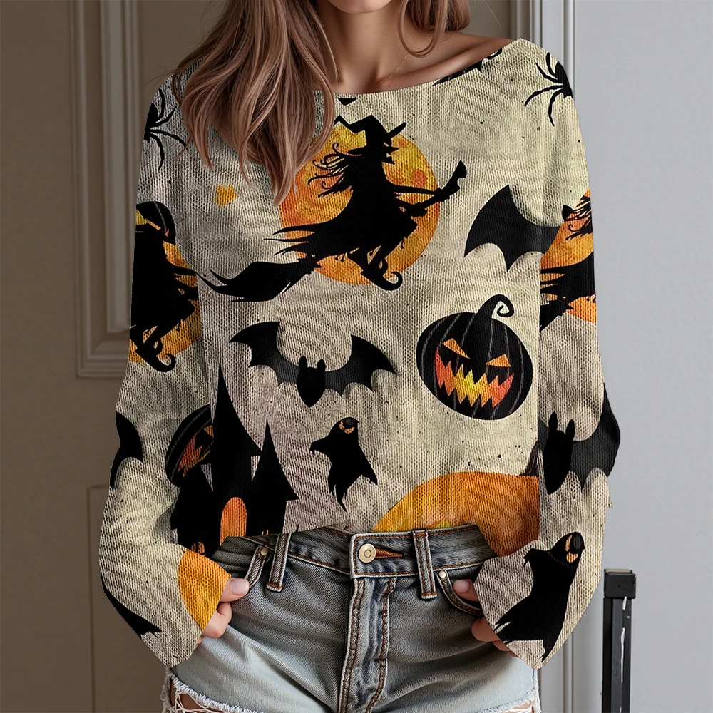 

Autumn Winter Knitted sweaters Halloween Vintage Fashion Lightweight Sweater Casual Streetwear jumpers for girls y2k Tops