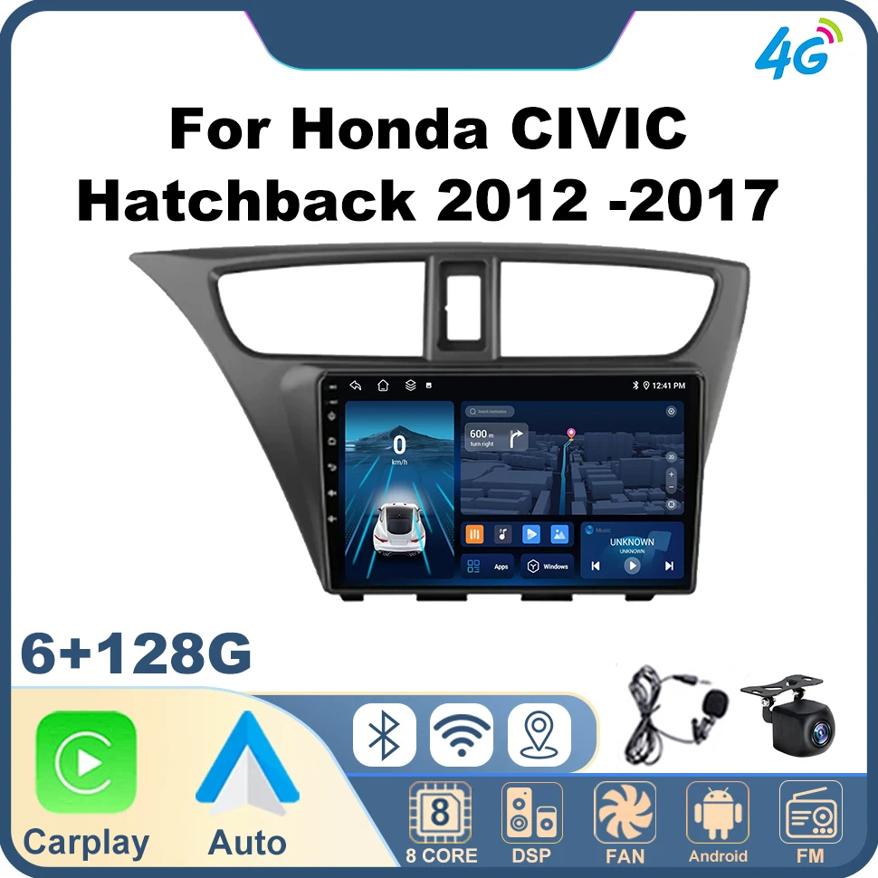 

Car Radio Android 2Din Stereo for Honda CIVIC Hatchback 2012 -2017 WIFI BT IPS Automotive Multimedia Player Wireless Carplay GPS