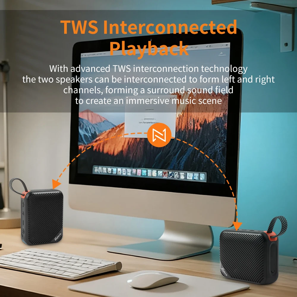 Cybori T102 5W مكبرات صوت بخاصية البلوتوث مقاومة للماء مكبر صوت لاسلكي محمول مع ضوء TWS/LED/بطاقة TF/مكالمات بدون استخدام اليدين للاستخدام اليومي