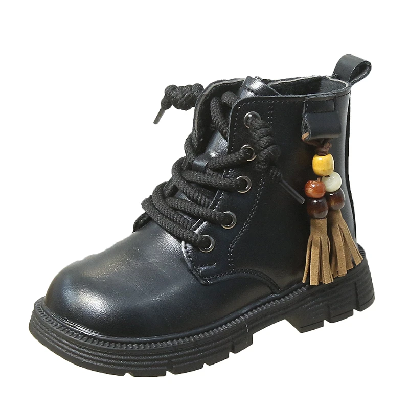 

Черные ботинки для девочек, детская обувь, роскошный дизайн, нескользящие детские повседневные кроссовки, осенне-зимние спортивные уличные ботильоны для девочек