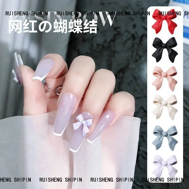 50pcs miniso colorful bow cartoon nail charms for diy nail making cute mini resin flatback nail art decoreation