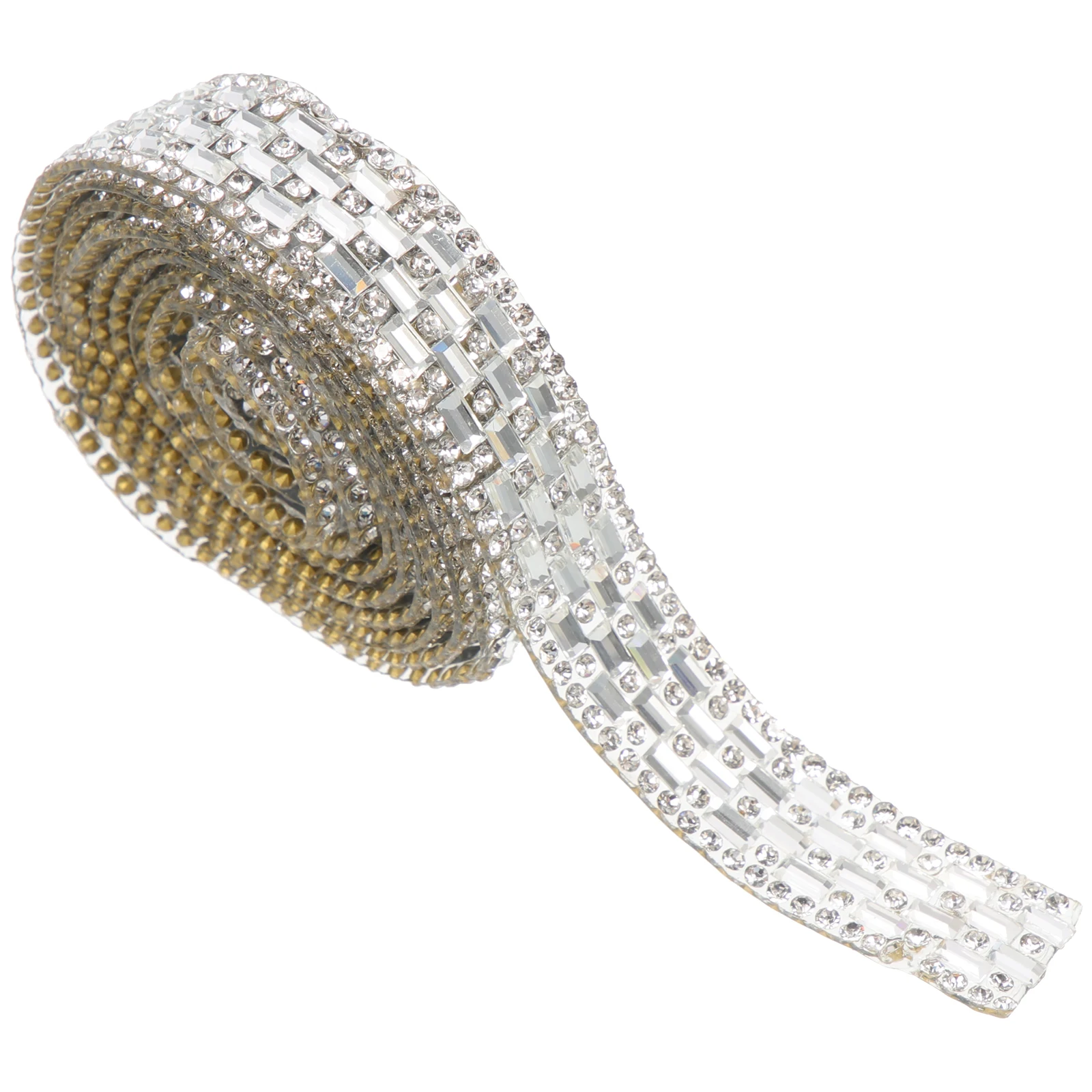 

1 Roll Self Adhesive Rhinestone Ribbon Hot Melt Design Easy Operate DIY Clothes Trim Durable Exquisite Fashion Decorative Ribbon