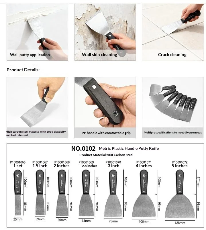 Flexible Carbon Steel Putty Knives 4/7PCS Set Soft Grip Paint Scraper Drywall Repair Tools With Canvas Storage Pouch