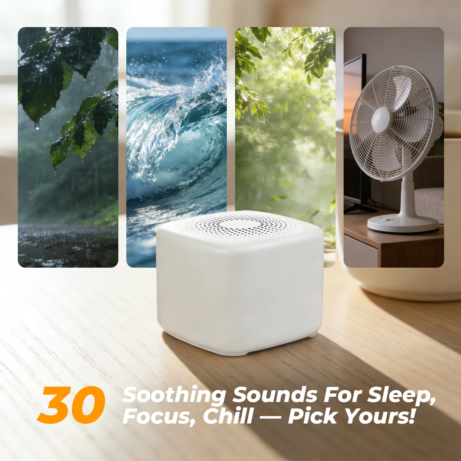 Mini Portable White Noise Machine for Travel Office Adult Sleep Rechargeable Night Light with 30 Sounds and Timer Birthday Gift