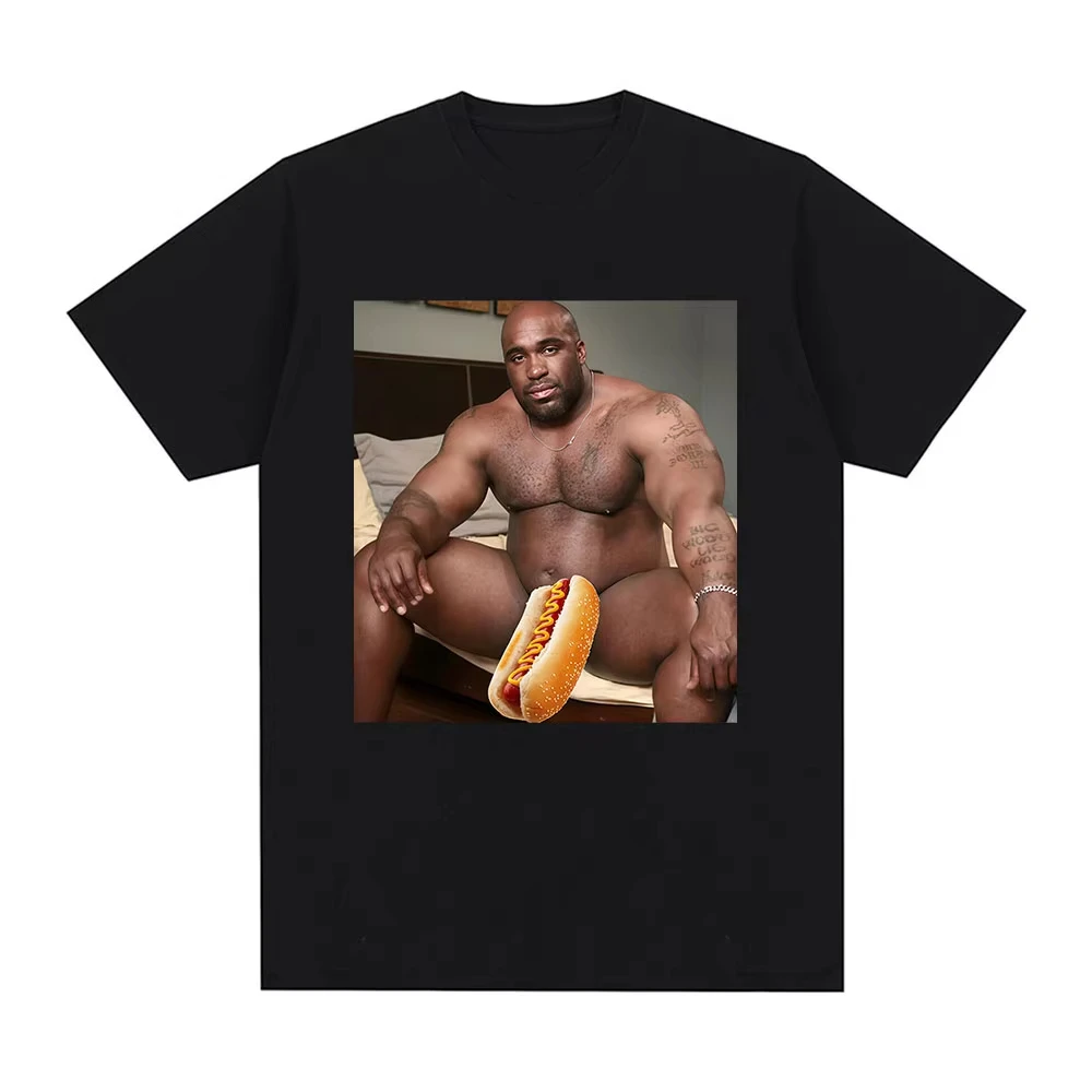 Camiseta con diseño de Big Dick Black Guy Meme Barry Wood, camiseta divertida con diseño de Hot Dog, ropa para hombre, camisetas Vintage de moda, camisetas informales de algodón Harajuku