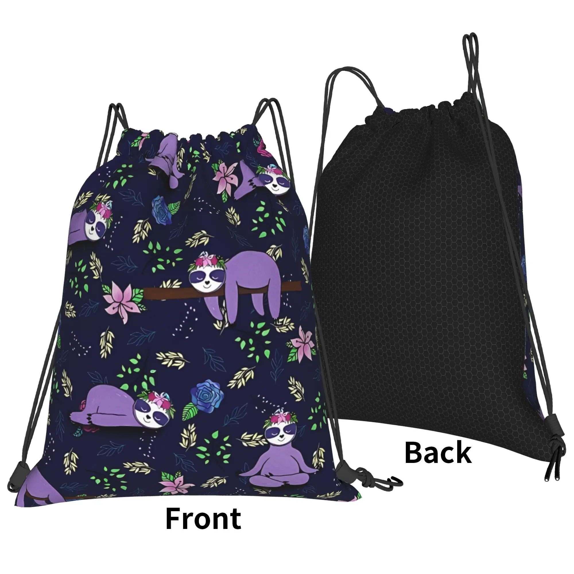 Lazy Sleeping Sloth Lover Yoga Portable Travel Riding Gym Drawstring Storage Sporty Backpacks