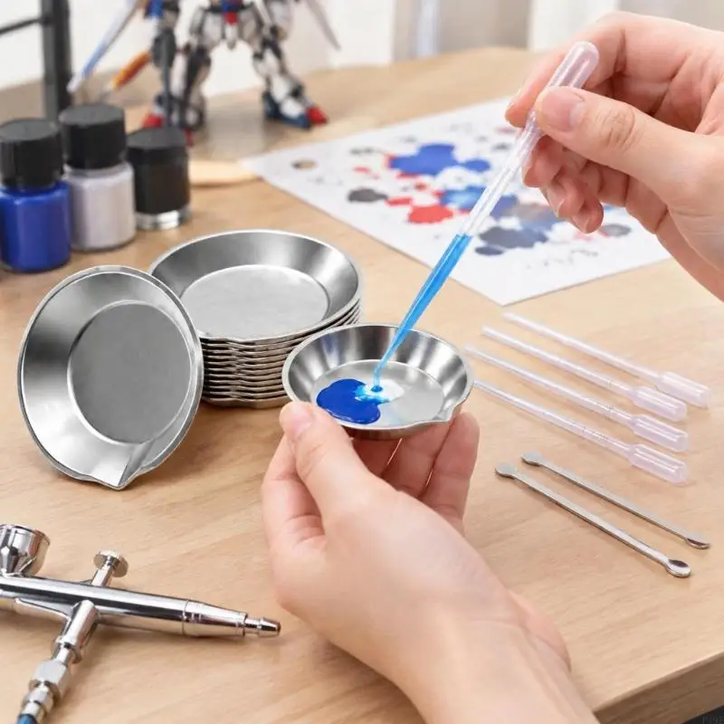 Paint Preparation Set with Mixing Dish, Stirring and Dropper for Small-Batch Color Blending Work F19E
