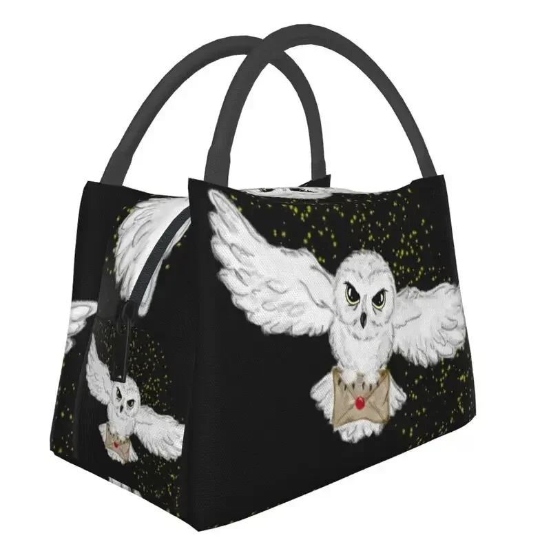 Custom Owl Flight Tote Bag Lunch Bags Women Cooler Thermal Insulated Lunch Box for Picnic Camping Work Travel Shoulder Bag