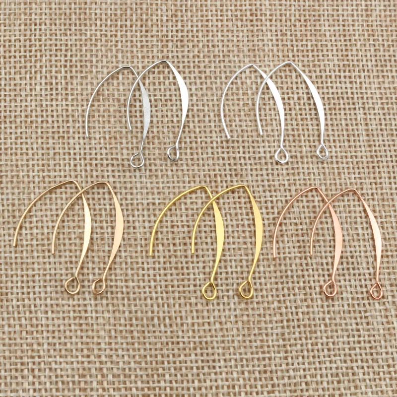 20pcs Gold Rhodium Copper 28 55mm French V-shaped Earring Hooks Findings Ear Hook Wire Settings Base Settings For Jewelry Making