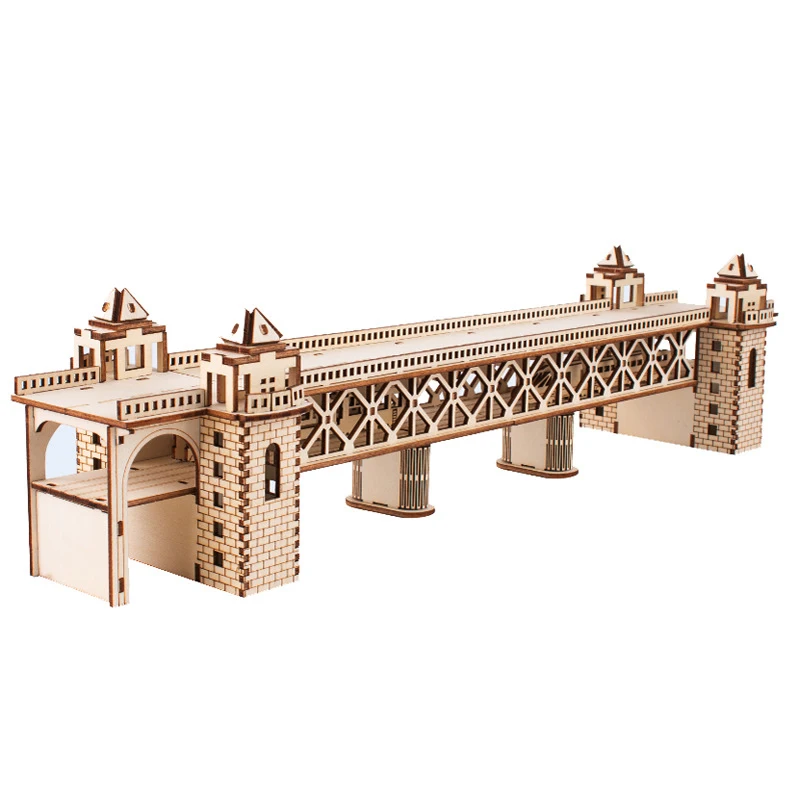 Tower Bridge Puzzle Games For Adults 3D Wooden Building Model DIY Wood Jigsaw Children Toys For Home Room Decor