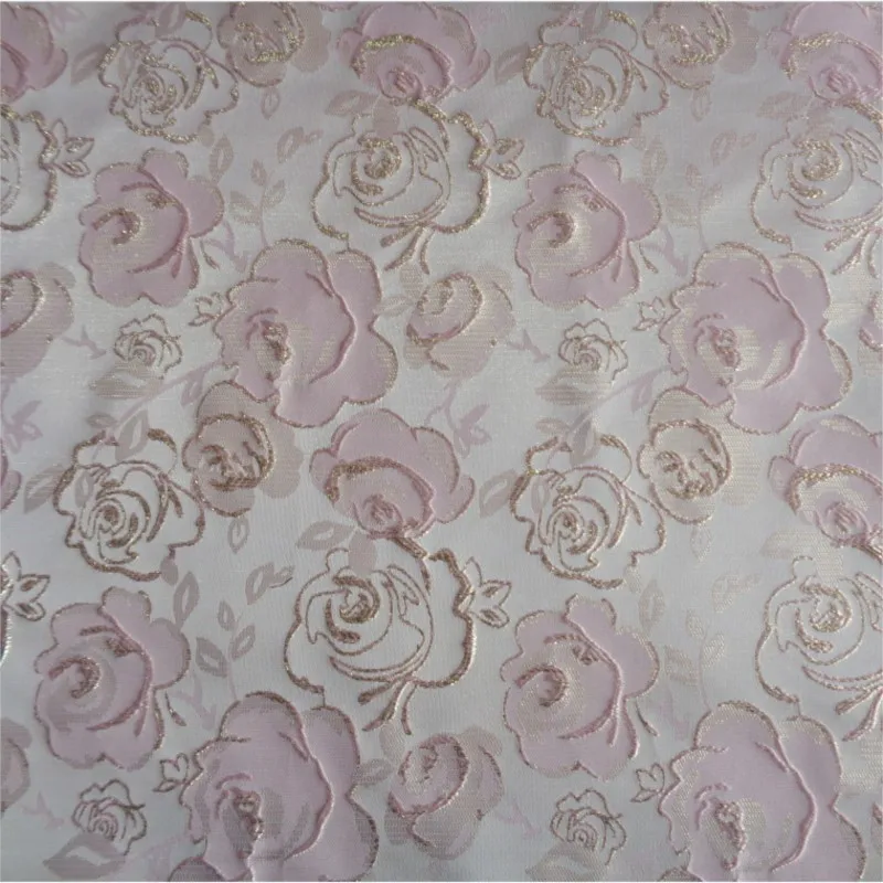 New yarn-dyed embossed rose jacquard satin gold thread flower suit dress